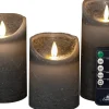 Best Anna's Collection LED Kerzen Set Dinu grau D 7,5 H 10 / 12,5 / 15 cm 3 St. Led Kerzen