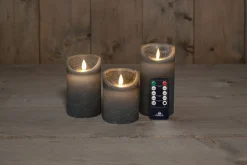 Best Anna's Collection LED Kerzen Set Dinu grau D 7,5 H 10 / 12,5 / 15 cm 3 St. Led Kerzen