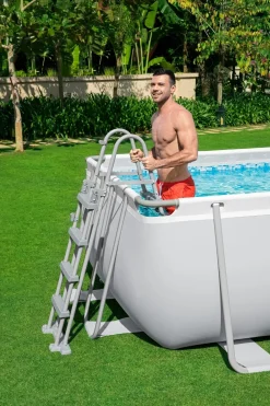 Sale Bestway Stahlrahmen-Pool Power Steel rechteckig 488 x 244 x 122 cm Pools & Planschbecken