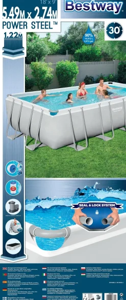 Discount Bestway Stahlrahmen-Pool Power Steel rechteckig 549 x 274 x 122 cm Pools & Planschbecken