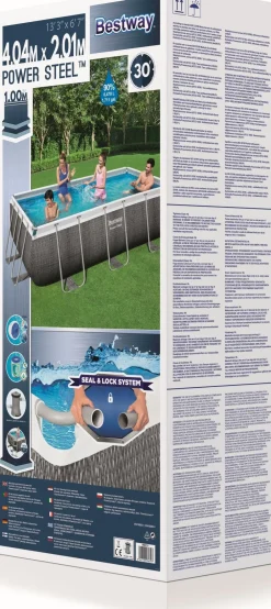 Sale Bestway Stahlrahmen-Pool Power Steel Rattan-Look rechteckig 404 x 201 x 100 cm Pools & Planschbecken