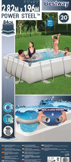 Discount Bestway Stahlrahmen-Pool Power Steel rechteckig 282 x 196 x 84 cm Pools & Planschbecken