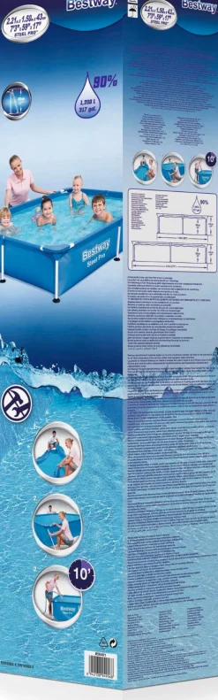 Hot Bestway Stahlrahmen-Pool Steel Pro rechteckig 221 x 150 x 43 cm Pools & Planschbecken