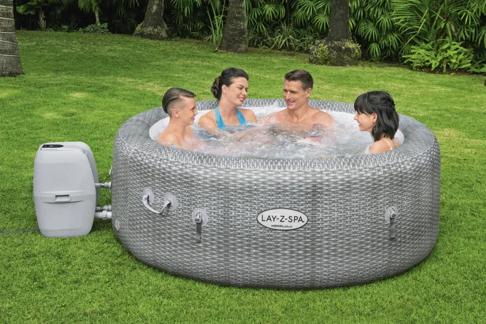 Sale Bestway Whirlpool aufblasbar Lay-Z-Spa Honolulu rund grau D 196 H 71 cm Pools & Planschbecken