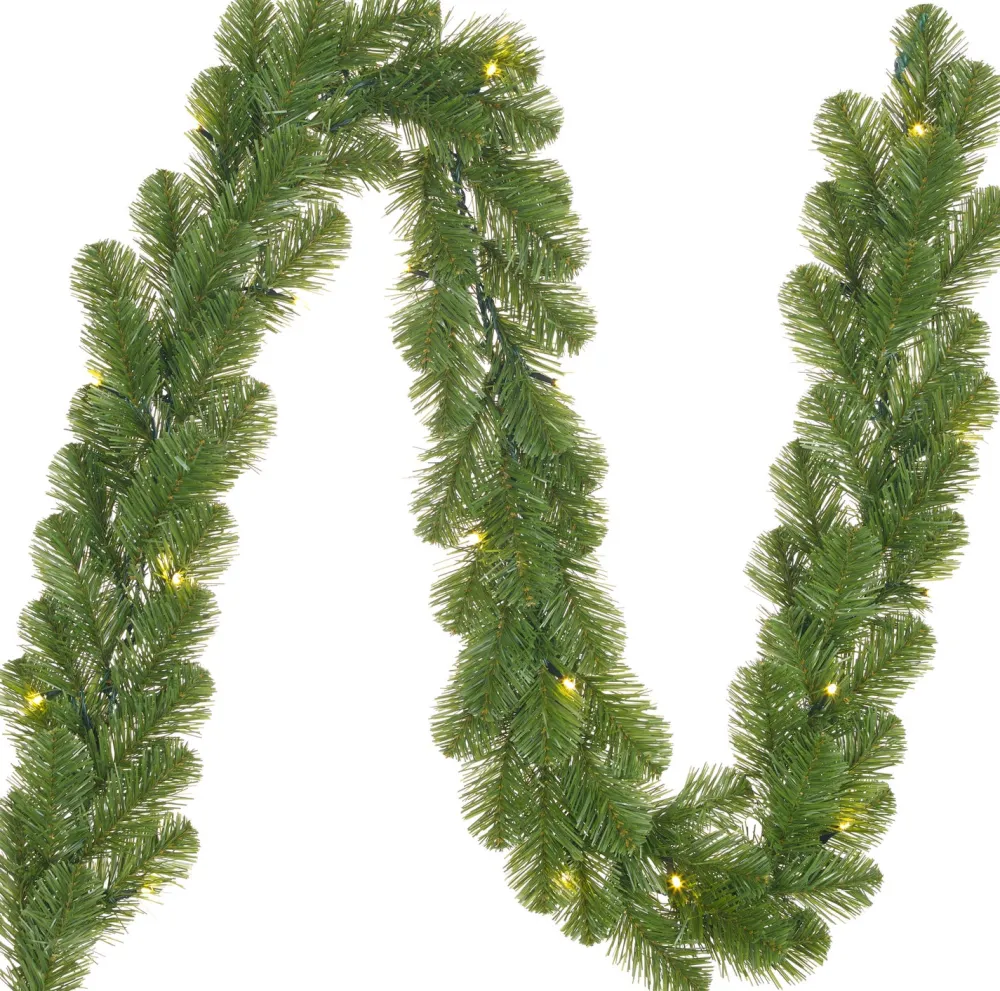 New Black Box Tannengirlande Norton 270 cm mit LED grün Weihnachts- & Tannengirlanden