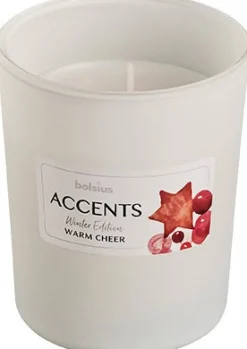 Bolsius Duftkerze Accents Warm Cheer weiß 33 Std.D 8 H 10 cm Kerzen Im Glas|Duftkerzen
