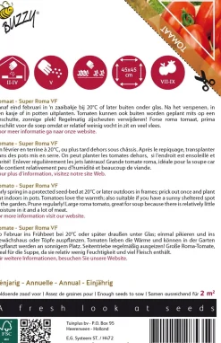 Outlet Buzzy® Pomodori Roma-Tomate (Solanum lycopersicum 'Super Roma VF') Samen Gemüsesamen|Saatgut