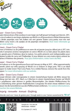 Outlet Buzzy® Xotica Green Curry Chabai (Capsicum frutescens) Samen Gemüsesamen|Saatgut