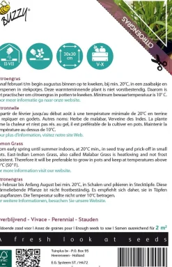 New Buzzy® Xotica Zitronengras (Cymbopogon flexuosus) Samen Kräutersamen|Saatgut