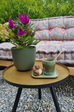 Hot Capi Europe Blumentopf Groove grün D 16,5 H 15 cm Blumentöpfe & Pflanzgefäße|Blumentöpfe