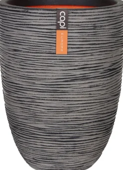 Clearance Capi Europe Blumentopf Nature-Rib schwarz/grau D 36 H 47 cm Blumentöpfe|Blumentöpfe & Pflanzgefäße
