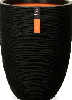 Discount Capi Europe Blumentopf Nature Rib D 46 H 58 cm schwarz Blumentöpfe|Blumentöpfe & Pflanzgefäße