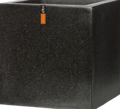 Outlet Capi Lux Terrazzo Pflanzkübel quadratisch 20 x 20 x 20 cm schwarz Blumentöpfe|Blumentöpfe & Pflanzgefäße
