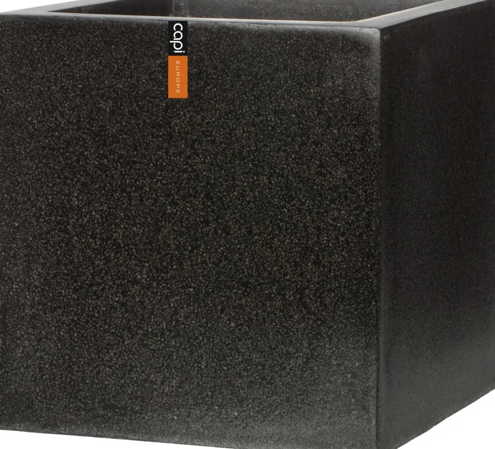 Outlet Capi Lux Terrazzo Pflanzkübel quadratisch 20 x 20 x 20 cm schwarz Blumentöpfe|Blumentöpfe & Pflanzgefäße