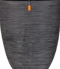 Capi Nature Rib Blumentopf oval 33 x 15 x 36 cm schwarz gerippt Blumentöpfe|Blumentöpfe & Pflanzgefäße