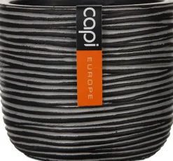 Best Capi Nature Rib Blumentopf D 7,6 cm H 6,2 cm schwarz gerippt Blumentöpfe|Blumentöpfe & Pflanzgefäße