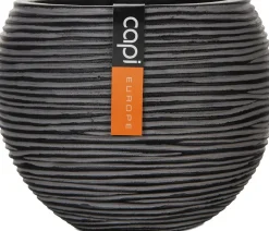 Hot Capi Nature Rib Blumentopf D 9,5 cm H 8,5 cm schwarz gerippt Blumentöpfe & Pflanzgefäße|Blumentöpfe