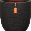 Discount Capi Nature Rib Blumentopf D 35 cm H 34 cm schwarz gerippt Blumentöpfe|Blumentöpfe & Pflanzgefäße