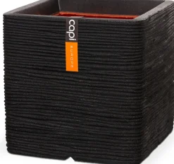 Discount Capi Nature Rib Pflanzkübel quadratisch 40 x 40 x 40 cm schwarz gerippt Blumentöpfe|Blumentöpfe & Pflanzgefäße
