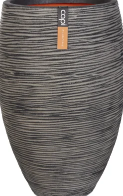 Capi Nature Rib Pflanzkübel hoch D 45 H 72 cm grau Blumentöpfe|Blumentöpfe & Pflanzgefäße