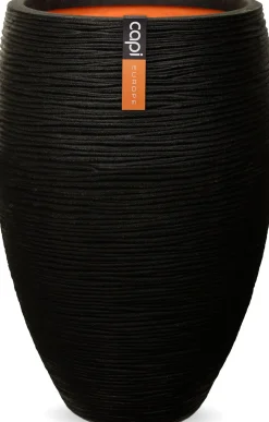 New Capi Nature Rib Pflanzkübel hoch D 45 H 72 cm schwarz Blumentöpfe|Blumentöpfe & Pflanzgefäße