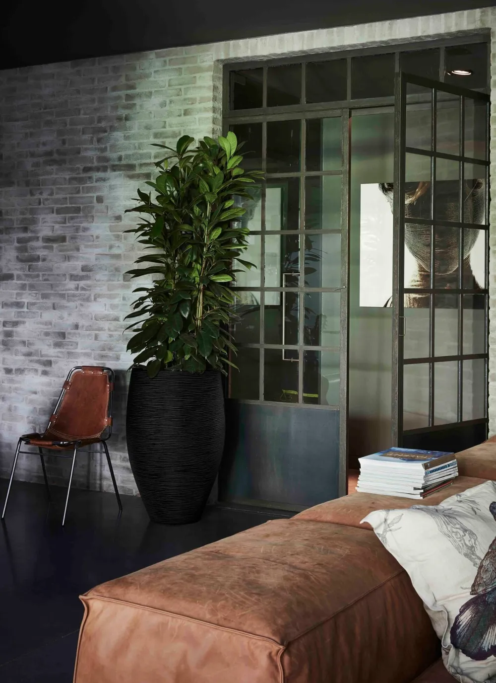 New Capi Nature Rib Pflanzkübel hoch D 45 H 72 cm schwarz Blumentöpfe|Blumentöpfe & Pflanzgefäße