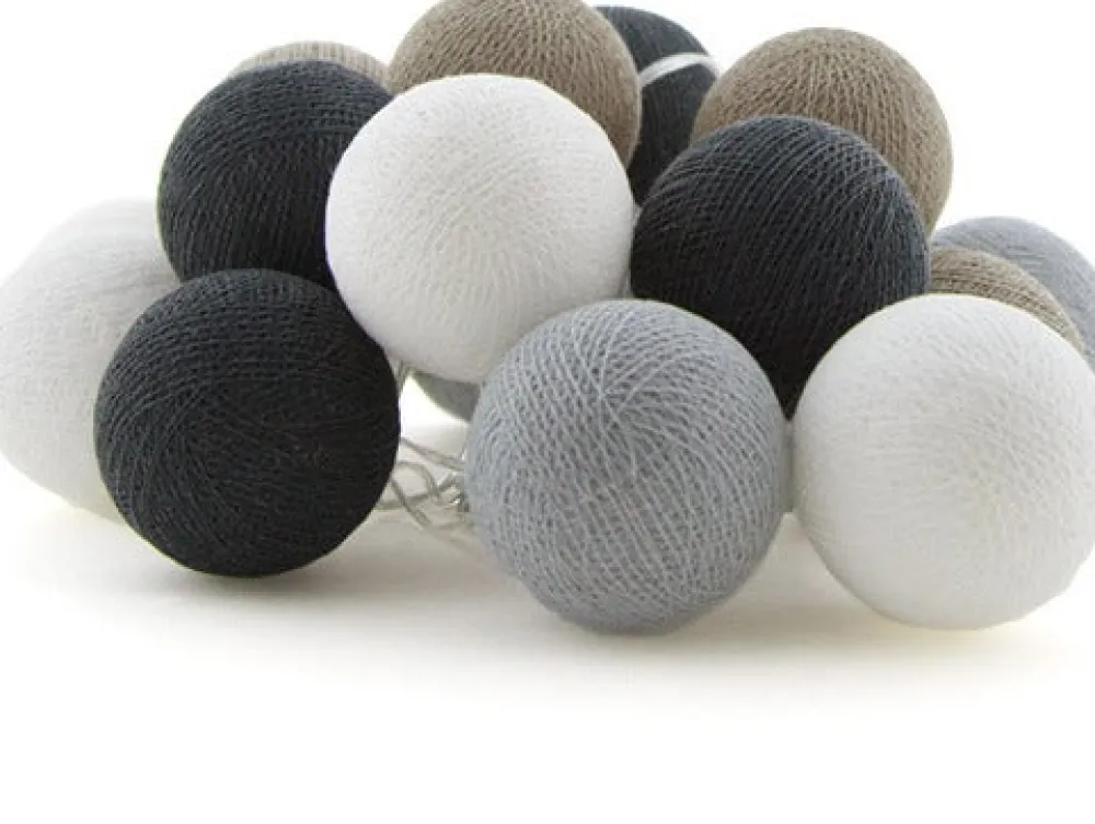 Sale Cotton Ball Lights Lichterkette Shadow Starterset grau / weiß 7,4 m mit 20 Lampen Außenlichterketten