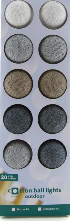 Sale Cotton Ball Lights Lichterkette Shadow Starterset grau / weiß 7,4 m mit 20 Lampen Außenlichterketten