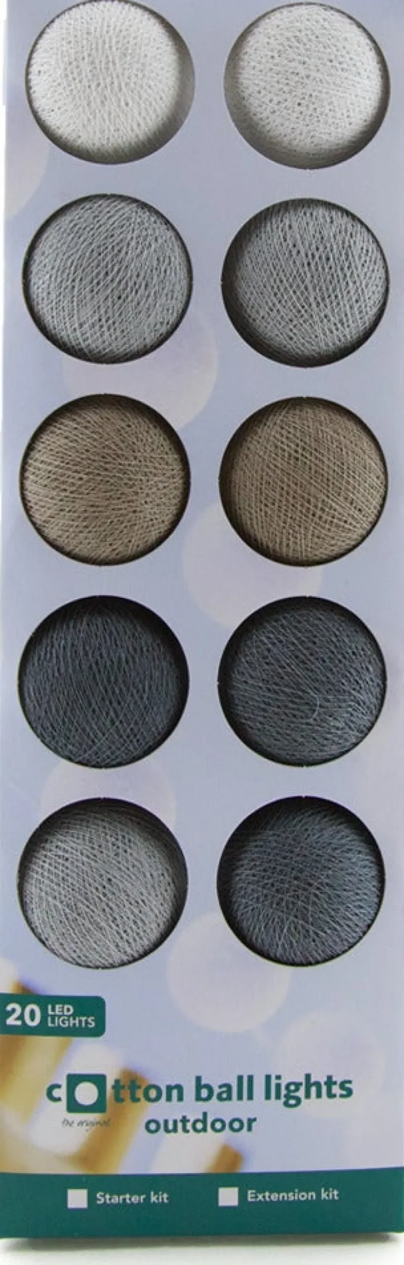 Sale Cotton Ball Lights Lichterkette Shadow Starterset grau / weiß 7,4 m mit 20 Lampen Außenlichterketten