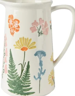 Online Decoris Krug weiß mit Blumen 20 x 14 x 24 cm Vasen & Krüge|Blumentöpfe & Pflanzgefäße