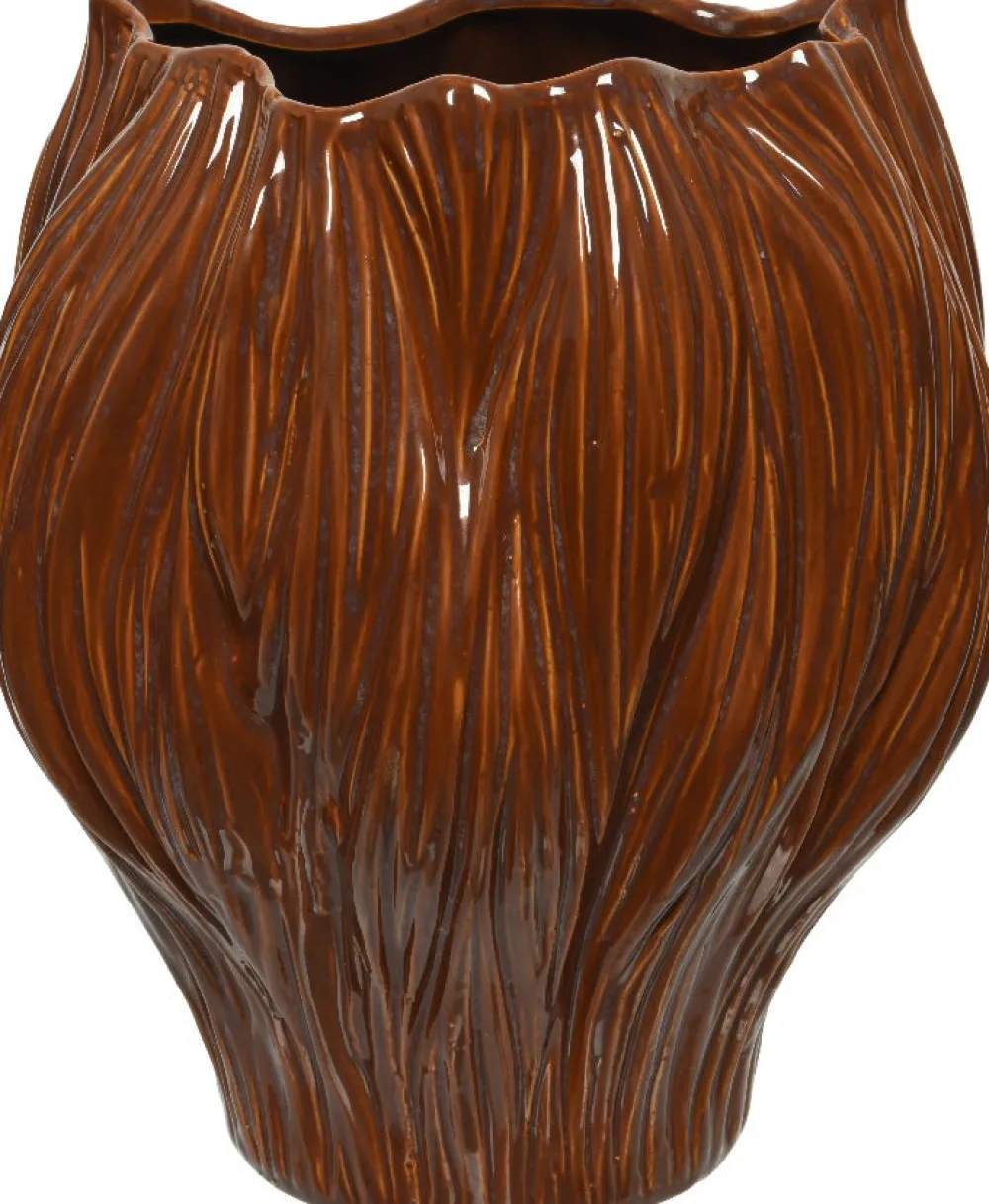 Outlet Decoris Vase braun 22 x 20 x 26 cm Vasen & Krüge|Blumentöpfe & Pflanzgefäße