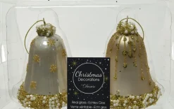 Outlet Decoris Weihnachtsbaumschmuck Uhr creme D 6,5 H 8 cm 2 St. Weihnachtskugeln & -Anhänger