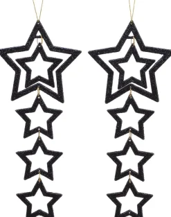 Outlet Decoris Weihnachtsbaumschmuck Stern schwarz 7,5 x 6 x 0,4 cm Weihnachtskugeln & -Anhänger