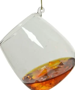 Discount Decoris Weihnachtsbaumschmuck Glas Rum transparent / braun D 7 H 7,5 cm Weihnachtskugeln & -Anhänger