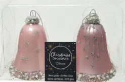 Clearance Decoris Weihnachtsbaumschmuck Uhr hellrosa D 6,5 H 8 cm 2 St. Weihnachtskugeln & -Anhänger