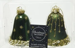 Outlet Decoris Weihnachtsbaumschmuck Uhr dunkelgrün D 6,5 H 8 cm 2 St. Weihnachtskugeln & -Anhänger