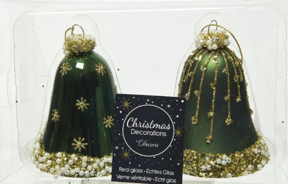 Outlet Decoris Weihnachtsbaumschmuck Uhr dunkelgrün D 6,5 H 8 cm 2 St. Weihnachtskugeln & -Anhänger