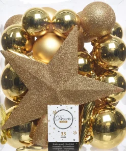 Hot Decoris Weihnachtsbaumschmuck Marilene gold 33 St. Weihnachtskugeln & -Anhänger|Weihnachtsbaumspitzen