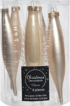 Best Decoris Weihnachtsbaumschmuck Zapfen creme D 3 H 15 cm 6 St. Weihnachtskugeln & -Anhänger