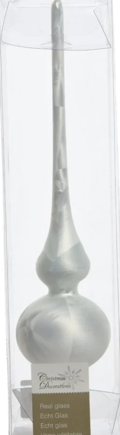 New Decoris Weihnachtsbaumspitze weiß Eislack D 6 H 26 cm Weihnachtsbaumspitzen