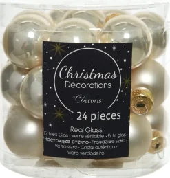 New Decoris Weihnachtskugel creme D 2,5 cm 24 St. Weihnachtskugeln & -Anhänger