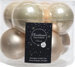 Hot Decoris Weihnachtskugel creme D 7 cm 8 St. Weihnachtskugeln & -Anhänger