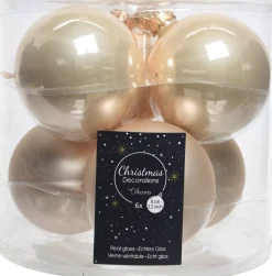 Best Decoris Weihnachtskugel creme D 8 cm 6 St. Weihnachtskugeln & -Anhänger