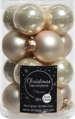 Sale Decoris Weihnachtskugel creme D 3,5 cm 16 St. Weihnachtskugeln & -Anhänger