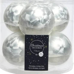 Decoris Weihnachtskugel weiß Eislack D 8 cm 6 St. Weihnachtskugeln & -Anhänger