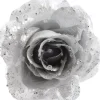 New Decoris Weihnachtsschmuck Rose mit Clip D 14 cm silber Weihnachtskugeln & -Anhänger