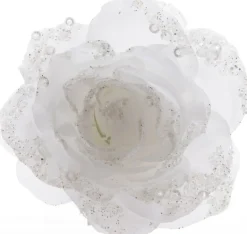 Clearance Decoris Weihnachtsschmuck Rose mit Clip D 14 cm weiß Weihnachtskugeln & -Anhänger