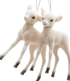 New Decoris Weihnachtsbaumschmuck Rentier creme 3 x 6,5 x 7,5 cm 2 St. Weihnachtskugeln & -Anhänger