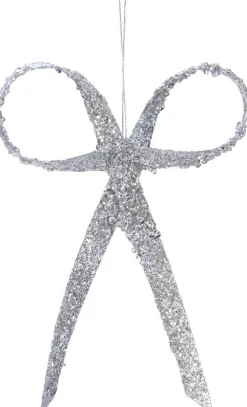 Best Decoris Weihnachtsbaumschmuck Schleife silber 12 x 1,2 x 16 cm Weihnachtskugeln & -Anhänger