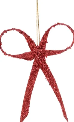 Clearance Decoris Weihnachtsbaumschmuck Schleife rot 20 x 1,2 x 25 cm Weihnachtskugeln & -Anhänger